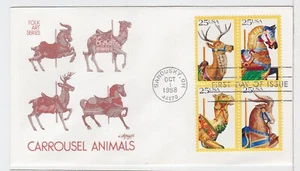 TurtlesTradingPost - Karussell Pferde 1988 - #2390-93 FDC - Artmaster 4er Block - Bild 1 von 2