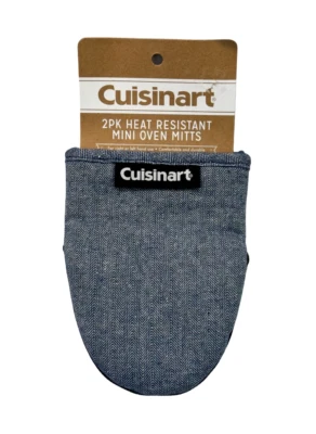 Рукавицы для мини-печи Cuisinart упаковка 2 шт. синие в елочку 5,5 x 7 дюймов хлопковая смесь - Изображение 1 из 4