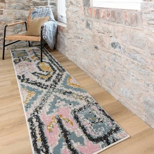 Distressed Tribal Runner Abstract Indoor Carved Long Hallway Kitchen Rug Mat - Picture 1 of 18