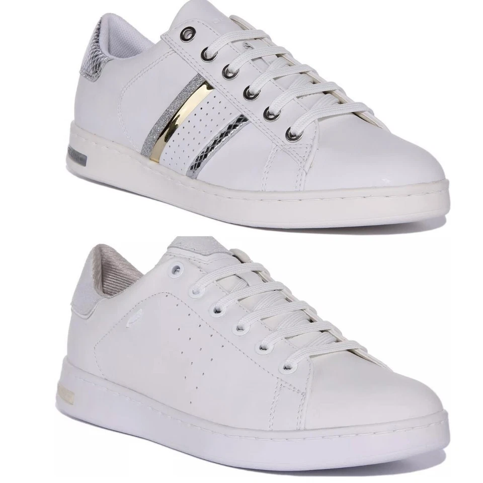 Geox D Jaysen Basse Profil Léger Cuir Chaussures Blanches Femmes UK 3 - 8 - Photo 1/1