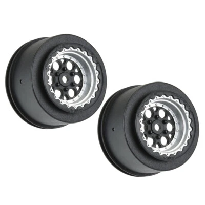 Pro-Line PRO283413 1/16 Showtime+ Rear 8mm Hex Wheels Blk/Sil (2) Losi Mini Drag - Image 1 of 4