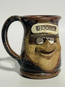 Vintage Signed Mahon Pottery 3D Funny Ugly Face Mug Shooter Shot Glass 3-1/2" - Picture 1 of 8