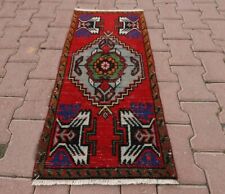 Traditional Vintage Handmade Carpet Anatolian Oriental Oushak Doormat Rug 2x3 ft