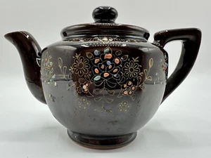 Vintage Japanese Moria Satsuma Brown Teapot. Faded Gold Trim, Hand Painted - Picture 1 of 14