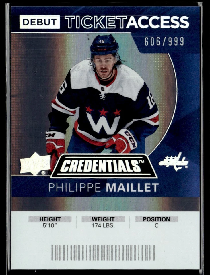 2021-22 Upper deck credentials debut ticket access Philippe Maillet /999 #83 - Image 1 of 2