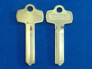 TWO NICKEL SILVER FITS BEST KEY BLANKS FOR " N "  KEYWAY - Picture 1 of 3