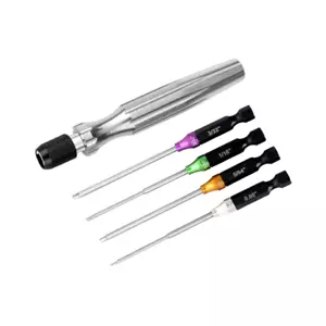 SpeedTek RC 1/4" Hex Driver Power Tool Tip Set (Standard) w/ Handle (Silver) - Picture 1 of 1