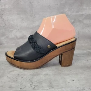 Free People Clogs Womens Size 7 EU Size 37 Black Studded Heeled Shoe Sandal - Picture 1 of 11
