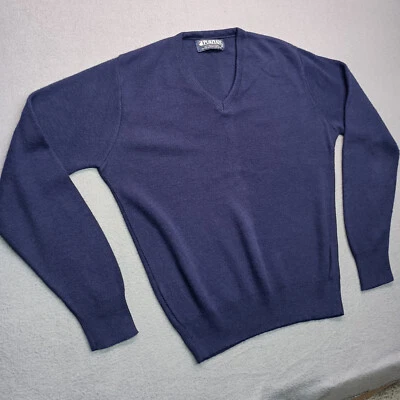 VTG Puritan Sweater Mens Medium Navy Blue V-Neck 100% Orlon Acrylic Pullover USA - Imagem 1 de 4