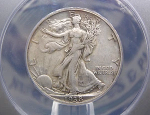 1938 "D" Walking Liberty SILVER Half Dollar 50c ANACS EF45 #697 Extra Fine ECC&C - Picture 1 of 5