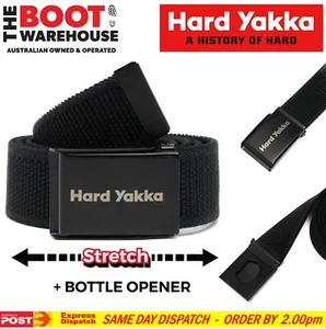 Hard Yakka Y26791 Stretch Webbing Work Belt, Black, Plus Bottle Opener! BELT - Imagen 1 de 6