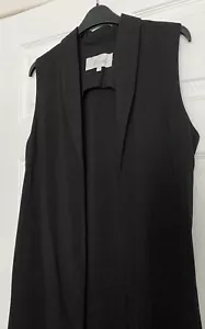 Ladies Black Longline Waistcoat Size 8 - Picture 1 of 9