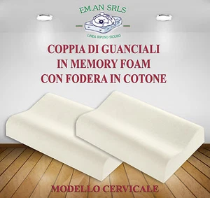 CUSCINI GUANCIALI MEMORY FOAM H12/13 MODELLO CERVICALE Coppia 2pz Miglior Prezzo - Foto 1 di 2