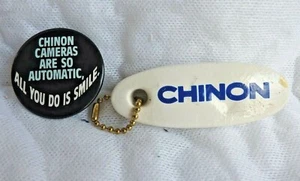 Rare CHINON Cameras "Are So Automatic" Promotional Button & Floating Key Chain - Picture 1 of 5