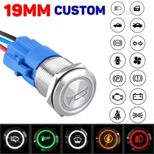 Interruptor pulsador de metal de 19 mm personalización enganche panel de tablero momentáneo LED - Imagen 1 de 24