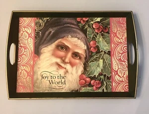 MICHEL Design Works Victorian Santa Joy To the World Decoupage Wood Serving Tray - Picture 1 of 3