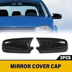 1Pair For VW Jetta Golf Mk4 Passat 99-04 Carbon Look OX Horn Mirror Cover Casing - Picture 1 of 13
