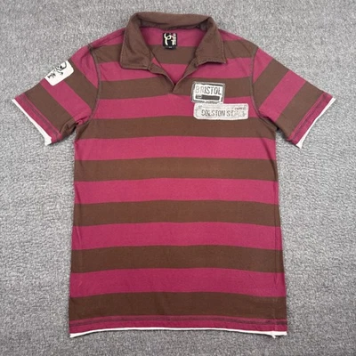 Vintage Guess Polo Shirt Mens Medium Brown Striped Rap Golf Short Sleeve Y2K - Image 1 of 4