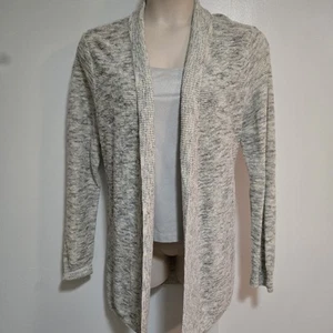 Ann Taylor LOFT Size XXL Heathered Ecru Open Front Cotton Blend Cardigan NEW - Picture 1 of 7