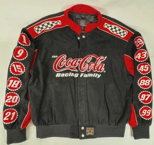 JH Designs Vintage NASCAR Coca Cola Coke Racing Family Red Black Jacket XL - Picture 1 of 13