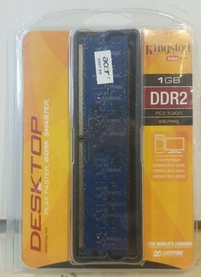 2008 Kingston Desk Top RAM 1 GB DDR2 (PC2-5300) 667 MHz NUOVO - Immagine 1 di 4