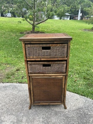 Small Rattan Cabinet, Basket-Style Drawers, Lower Compartment With A Woven Door - Image 1 of 4