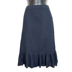 ST JOHN COLLECTION KNIT NAVY BLUE RUFFLED EDGE SKIRT SIZE SM-MED QUIET LUXURY - Picture 1 of 5