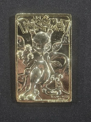 Tarjeta coleccionable vintage 1999 Burger King Pokemon chapada en oro 23k Mewtwo Foto 1 de 2