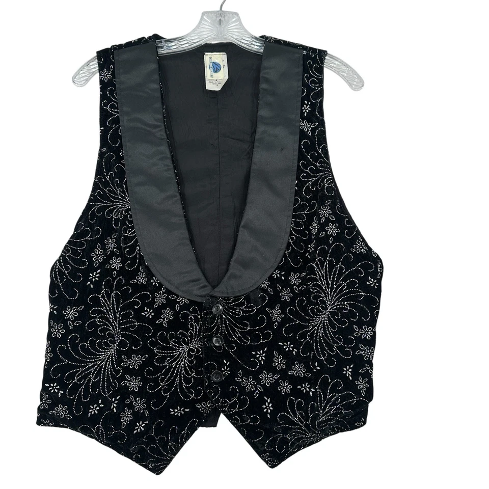 Chaleco Negro Brillo Disfraz Baile Vacaciones Capricho Gótico Hecho en EE. UU. Hombres M De Colección Foto 1 de 4