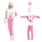 Winter Dress Party Wear For Barbie Doll Pink Clothes 1/6 Doll Accessories Toys..