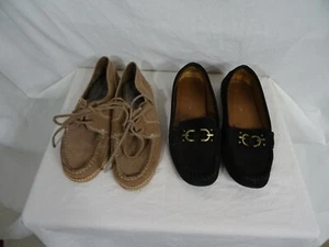 Donald J Pliner Suede Black & Splendid Suede tan Woman's  Slip on Shoes sz 8 2pr - Picture 1 of 10