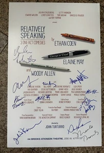 Woody Allen, Julie Kavner,Marlo Thomas, Cast Signed Relatively Speaking - Picture 1 of 1