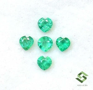 3,50x3,50 mm Natürlicher Smaragd Herzform Schliff Posten 05 Stck. 0,77 cts Lose Edelsteine - Bild 1 von 7