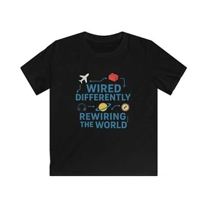 Neurodivergent Pride Tee, ADHD Autism Gift Shirt, Rewiring the World, Kids - Picture 1 of 8