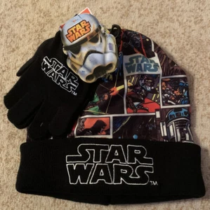 Star Wars Kids Beanie With Comic Strip Graphics And Knit Gloves - Picture 1 of 3
