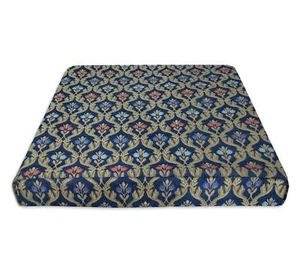 We404t Blue Damask Flower Check Chenille 3D Box Shape Sofa Seat Cushion Cover - Picture 1 of 5