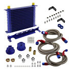 15 Row AN10 Engine Oil Cooler Kit + Oil Filter Relocation Adapter + Bracket BL