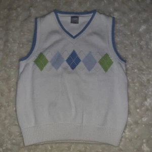 Gymboree Vintage 2007 Resort Getaway White Blue Argyle Sweater Vest Boys Size 4 - Picture 1 of 4