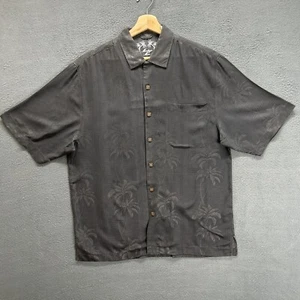 Montego Mon Shirt Men S Black Short Sleeve Camp Shirt Floral Hawaiian Beach Loop - Picture 1 of 9
