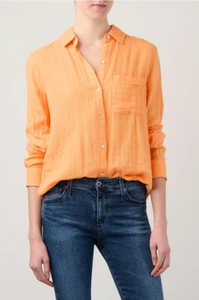 Rails Ellis Shirt Size Medium Lightweight Gauze Papaya Button Front Long Sleeve - Picture 1 of 9