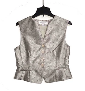 Anne Klein II - Womens 8(P) - Silver Paisley Button Down Sleeveless Vest - Picture 1 of 3