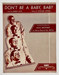 1946 Don't Be A Baby Baby Mills Brothers Vintage Sheet Music Piano Vocal Steiner - Picture 1 of 3