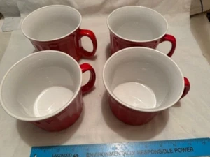 NEW -Royal Norfolk RED/ WHITE CERAMIC JUMBO (20 OZ) SOUP / COFFEE MUG SET OF 4 - Picture 1 of 10