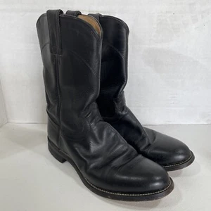Stivali uomo Justin Roper western cowboy taglia 7 EE pelle nera asta 9" 3133 - Foto 1 di 16