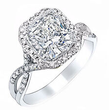 GIA Certified Diamond Engagement Ring 2.00 Carat Halo Cushion Cut 18k White Gold