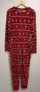 Peanuts Snoopy Aeropostale Womens Fleece One Piece Christmas Pajamas Medium - Picture 1 of 9