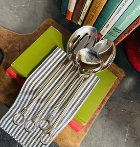 Gibson Cuomo Stainless Steel 4 Piece Serving Set Ring Handle Modern Heavy - Picture 1 of 9