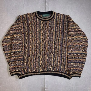 Vintage Tundra Sweater Mens XL Crewneck Coogi Style 3D Knit Canada Multicolor - Picture 1 of 13