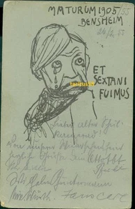 Ansichtskarte Maturum 1905 1955 Bensheim Ex Sextani Fuimus Studentika AK Grafik - Picture 1 of 2