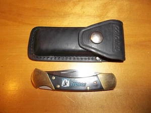USA Colonial LK95 Single Blade Lockback Knife With Sheath Advertising Fraser - Picture 1 of 6